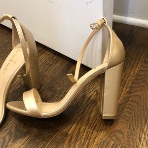 Gold ankle strap block heels - Lulus